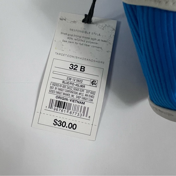 Shade & shore women’s bikini top Blue with white trim size 32B - Picture 6 of 8